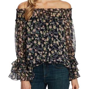 Cece off the shoulder ruffle sleeve top